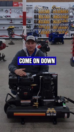 🚨 For sale: MI-T-M 8-Gallon, Single Stage Fuel Air Compressor Powered by a Honda GX200 engine, built for durability, mobility, and reliable performance on jobs without power access. | Cascade Home Center - Brookings