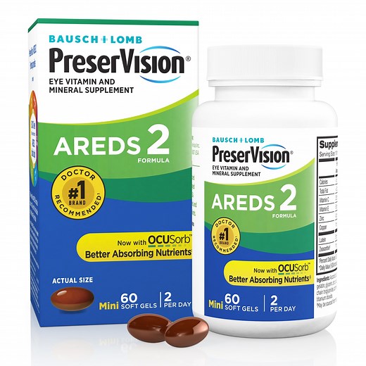 PreserVision AREDS 2 Eye Vitamins and Minerals with Lutein and Zeaxanthin with OCUsorb Softgels, 60 Count