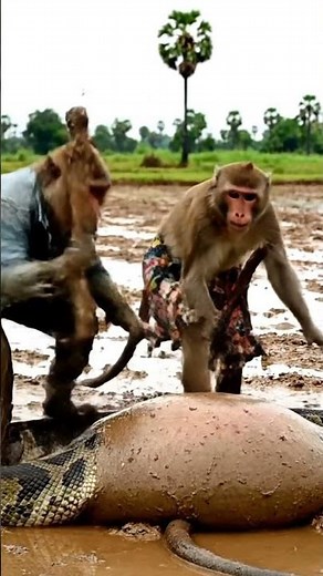 Monkey Parents Rescue Baby from Python Belly – Emotional Jungle Twist!