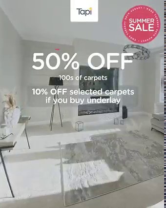24 reactions · 3 comments | Our Summer Sale ends next Tuesday! ☀️ We've got lots of gorgeous carpets like Zira on offer at an amazing 50% off and we've got 10% off selected carpets when you buy underlay too! 朗 To browse 100s of carpets on offer, visit our website today. Be quick, as the sale ends Tuesday 30th August‼️ https://bit.ly/3zwqP7b | Tapi Carpets & Floors | Facebook