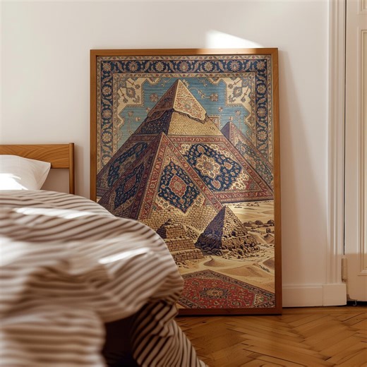 Pyramids Wall Art, Ancient Egypt Architecture Poster, Persian Rug Textile Style (digital Download) - Etsy