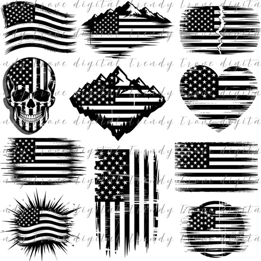 Distressed American Flag SVG Bundle, Grunge USA Flag Cut Files - Etsy