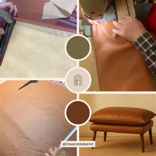 Green Leather Ottoman Bench: Mid Century Modern Footstool - Etsy