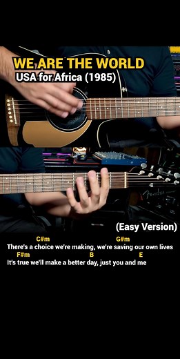38K views · 500 reactions | We Are the World - USA for Africa (1985) - Easy Guitar Chords Tutorial with Lyrics Part 2 SHORTS REELS  #DocOTEPStudio | Doc OTEP Studio | Facebook