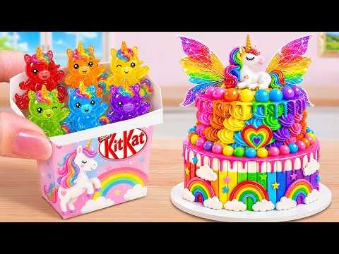 Magical Rainbow Unicorn Cake with KitKat Gummies ❤️ Top Stunning Mini Cake Decorating Ideas 💗