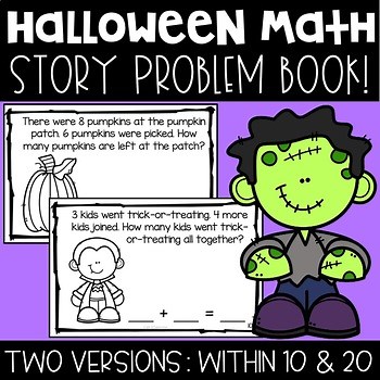 Halloween Math Story Problems -  Addition & Subtraction Word Problem Book