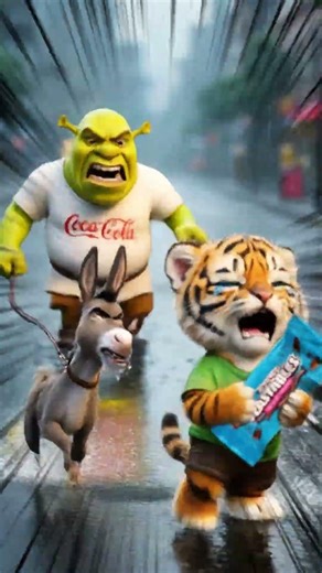 Poor Tiger Cub Steals MrBeast Feastables from Shrek 😱🍫👹