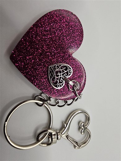 Hot Pink Glitter Keychain, Charm and Clip. Valentine's Day. - Etsy