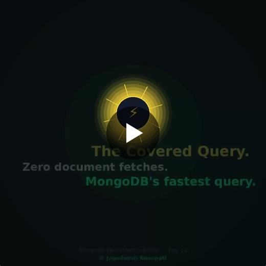 #mongodb #coveredquery #databaseperformance #dbatips #backendengineering #queryoptimization #indexing #dataengineering | Jagadeesh Kusupati