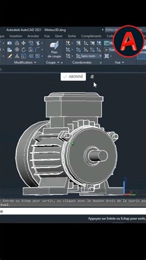 Moteur asynchrone triphasé, modélisation AutoCAD. #dessin #machine #shorts #modélisation