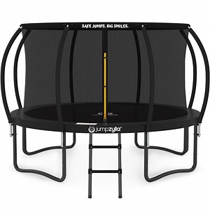 JUMPZYLLA Trampoline Outdoor with Enclosure and Ladder, ASTM, 14 ft, Black