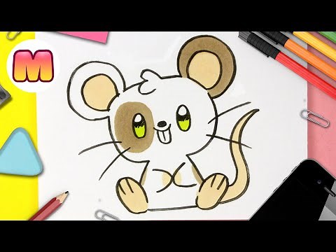 HOW TO DRAW A KAWAII MOUSE - easy kawaii drawings - LEARN TO DRAW KAWAII ANIMALS