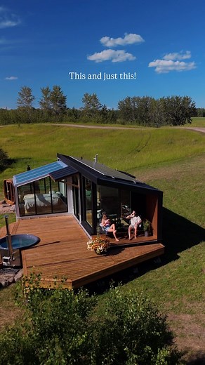 Fritz | Luxury Tiny Homes | Modular Homes | Saunas on Instagram: "Creating small spaces you can escape to! ❤️🏠 Take a peek inside this special project in Alberta 🇨🇦! We took our signature Halcyon Stay model and added a stunning glass box with a king-size bed that slides out, so guests can sleep under the stars. It’s the perfect blend of luxury, beauty, and nature — designed for those looking to disconnect and truly unwind. We’re building a limited number of projects in 2026, and we’d love to