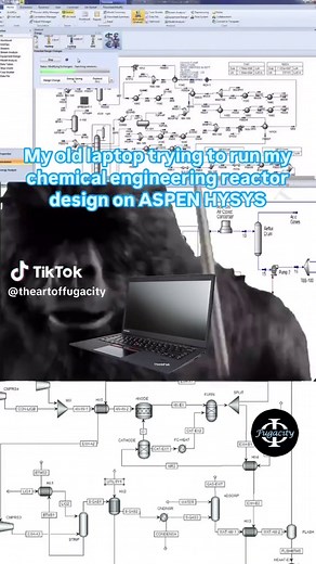 Designing a Chemical Engineering plant on Aspen makes my laptop sound like a jet engine #chemicalengineering #chemicalengineer #chemistry #chemtok #science #biology #premed