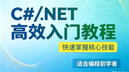 纯新手C#/.NET 高效入门教程，不用提前掌握代码知识，零基础人群快速上手实操，高效完成开发入门学习