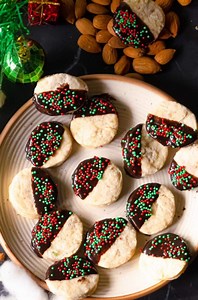 Chocolate Dipped Shortbread Christmas Cookies
