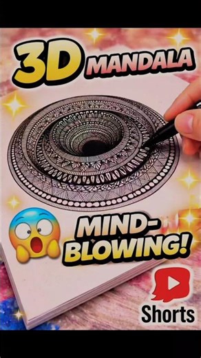 3D Mandala Art Drawing 😍 | Satisfying Illusion Art #shorts #mandalaart #3d #art #drawing #ytshorts