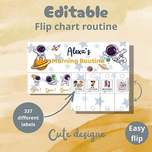 Space Routine Flip Chart: Editable Kids Chore Chart (digital Download) - Etsy Canada