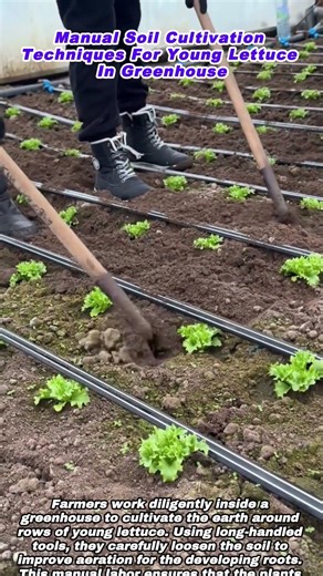 Manual Soil Cultivation Techniques For Young Lettuce In Greenhouse
