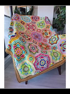 Handmade Cotton Persian Tiles Throw Blanket – 51"x51" Vibrant Crochet Design Ready to Ship Granny Square Afghan Mandala Blanket - Etsy