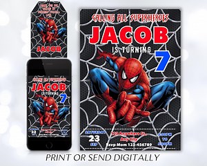 Editable Spiderman Invitation Birthday Party, Spiderman Digital Invitation, Spiderman Birthday, Editable With Canva, Instant Download - Etsy