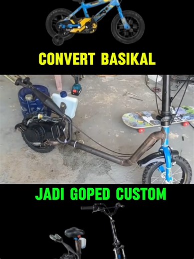 First start engine 49cc 2 storke. First time juga ride goped custom. 😁😁 #fyp #lajak #basikal #49cc #2stroke