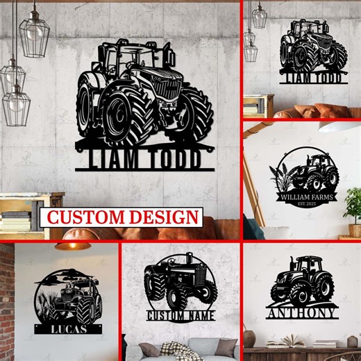 Personalized Tractor Metal Sign: Custom Farmhouse Wall Art - Etsy