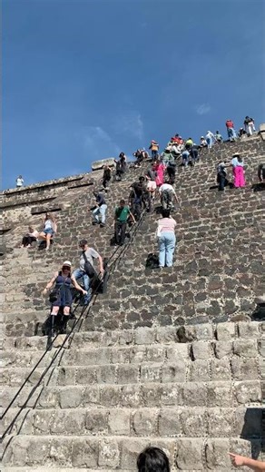 Climbing the Pyramid of the Moon at Teotihuacan