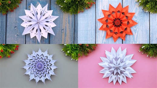 4 Amazing Christmas Decoration Snowflakes | Amazing Christmas Snowflakes Making Ideas 2024 🌲❄🎄 #ChristmasCrafts #ChristmasIdeas #Snowflakes | Entertaining Arts