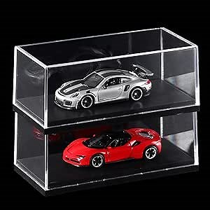 Baderke 2 Pcs 1/64 Acrylic Model Cars Display Case 4.72 x 2.24 x 1.89 Inches Clear Acrylic Display Case Vehicles Toy Cars Storage Collectors