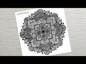 Mandala Art Step-by-Step Tutorial on Square Grid of size 5mm #vanithaarts #mandala #mandalaart