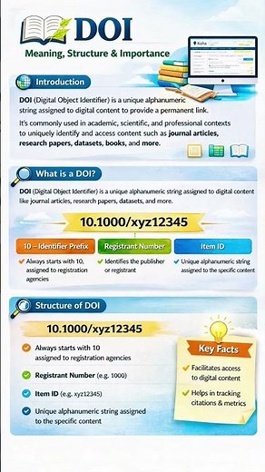 DOI Explained in 60 Seconds 🔥 | Meaning, Structure & Importance 📚#shorts #shortsfeed