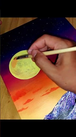Easy Golden Moon Painting for Beginners 🌙✨