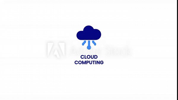 Cloud computing icon, Database and online storage network related icon, cloudy sky, cloud computing icon in white background. Stock Video