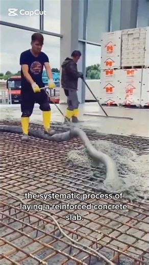 process of laying a reinforced concrete slab#construction