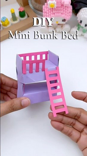 Let’s Make this Super Easy Mini Bunk Bed Idea from Paper at Home #diy #craft #shorts #toy #decor