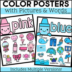 Color Posters: Color Word Posters with Pictures and Words | Color Word Walls