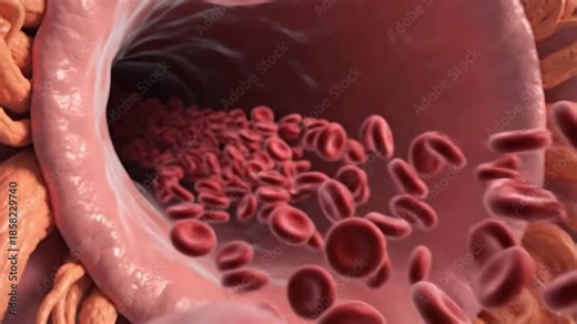 Blood cell dynamics human body scientific visualization microscopic environment internal viewpoint biological concepts