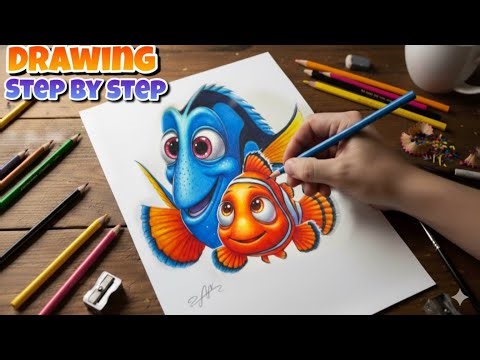 I realistic Draw Nemo & Dory🐠🧡Cute Art🥹🎨