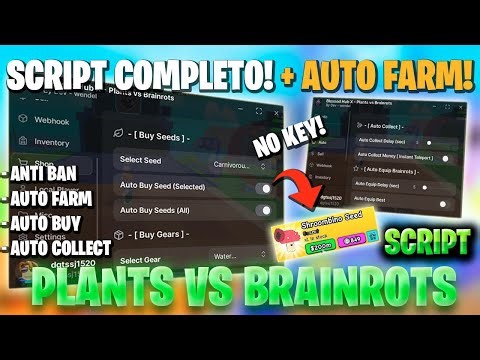 Plants Vs Brainrots Script NO KEY!🔥FARMEA TODO!, Auto Farm, Auto Collect, Auto Buy, y Mas! 😱