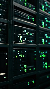 network server room with computers for digital tv ip communications