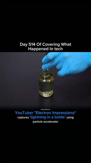 Tech in 24 hours on Instagram: "The “lightning in a bottle” experiment showed how a YouTuber used a particle accelerator to shoot high-energy electrons into a clear, spinning acrylic tube, causing electrical charges to build up inside it and then release in the form of branching, lightning-like patterns called Lichtenberg figures, which look like frozen lightning and show how electricity moves through the material, and this was especially impressive because these patterns are usually made in fla