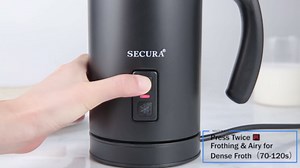 Secura Electric Milk Frother, Automatic Milk Steamer Warm or Cold Foam Maker for Coffee, Cappuccino, Latte, Stainless Steel Milk Warmer with Strix Temperature Controls (Black)