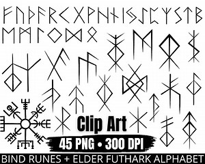 Clip Art Viking Runes Elder Futhark Alphabet & Bind Runes PNG Digital Files - Etsy
