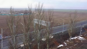 Aerial view. Automatic Vehicle weight control system. System is a combination of sensors (Weigh in Motion Sensors) and the Automatic Number Plate Recognition system.