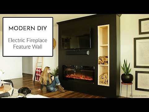 MODERN DIY Electric Fireplace Wall--With Removeable Access Cubbies!