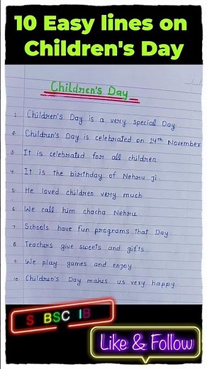 10 Easy Lines on Children's Day in English | Short Speech for kids| VanshikaOfficial13