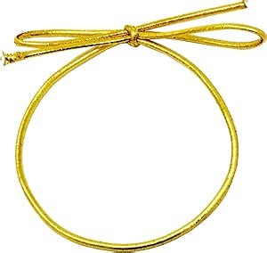 Mandala Crafts 6 Inches Pre-Tied Stretch Loops with Pre Tied Bows from Elastic Ribbon - 100 Metallic Gold Elastic Bows Boxes Bows Tags Gift Elastic Wrapping Cord String