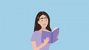 Download Young Girl Reading a Book 2D Animation for free