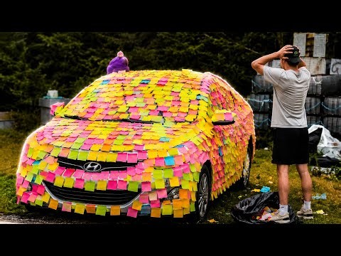 1000 sticky notes vs my friend’s car prank!